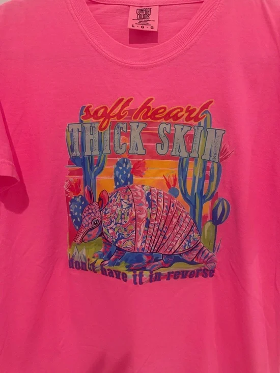 SOFT HEART THICK SKIN NEON PINK TSHIRT - Picture 3 of 6